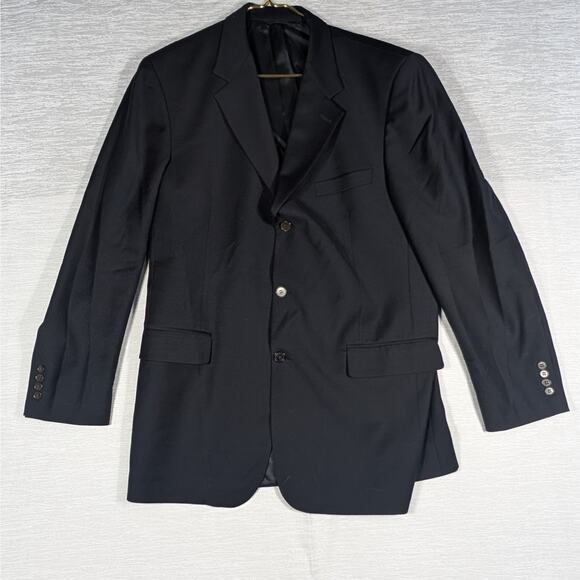 Brooks Brothers Brooksease 43L Black Wool Blazer Sport Coat Black Buttons - Picture 1 of 11